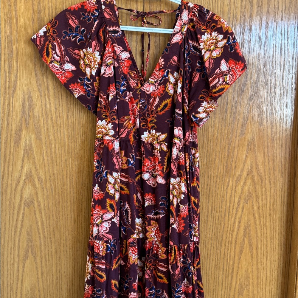 Floral V-Neck Maxi Dress - Multicolor
